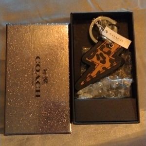 Coach leopard spot lightening bolt key fob